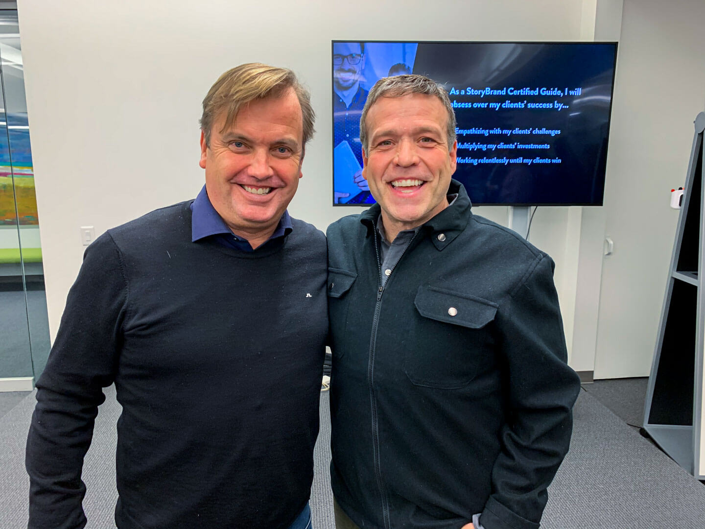 Storybrand Certified Guide i Sverige Mattias Brännholm med Storybrands grundare Don Miller